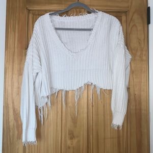 White Cropped Sweater